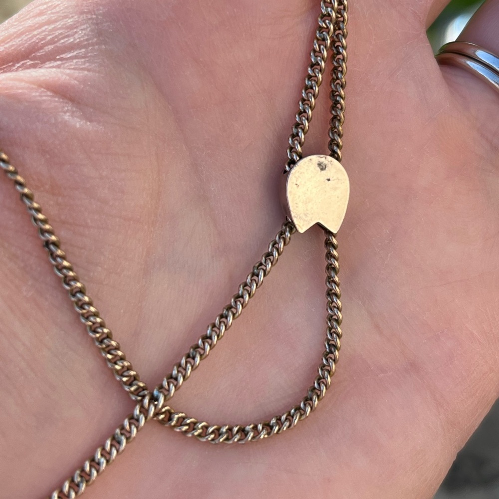 Vintage Gold Filled Curb Watch Chain with Horseshoe Opal Slide Charm- 24” - Picture 5 of 12